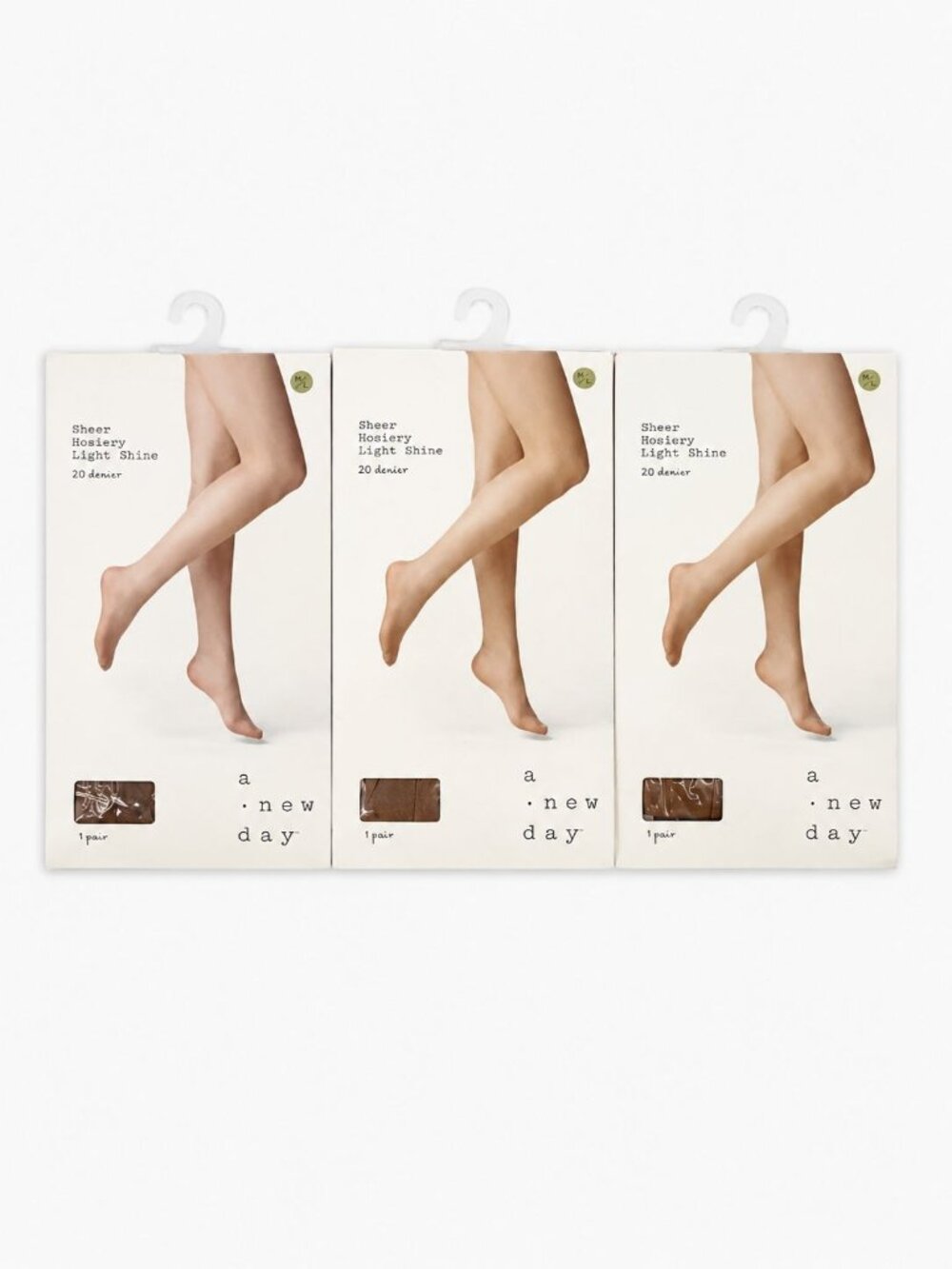 New Day Sheer Hosiery Light Shine size M/L, Sand, 3 pair NEW